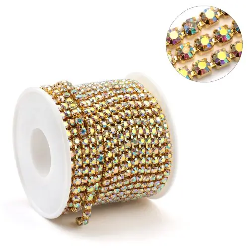 Image de Chaîne Paillettes Strass Cristal - Bordure décorative pour couture et bricolage