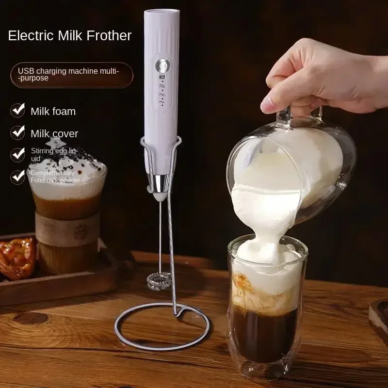 Imagen de Batidora Eléctrica Recargable 2 en 1 con Espumador de Leche y Batidor de Huevos – Utensilio Multifuncional para Cocina, Café y Postres