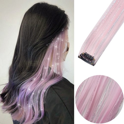 Image de Extensions de Cheveux Colorées à Clips Arc-en-Ciel