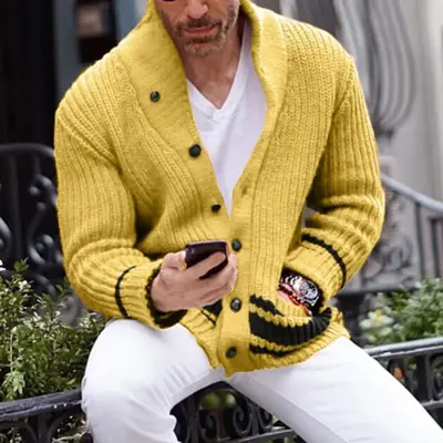 Image de Cardigan Tricoté Homme - Style Streetwear Automne-Hiver