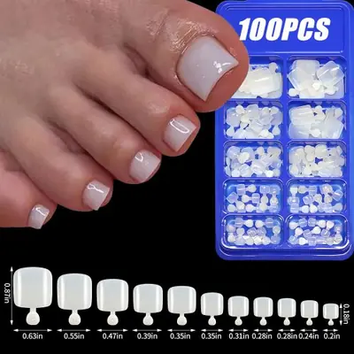 Image de Ongles Faux Rose Clair - 100 Pièces, Carrés Courts & Moyens