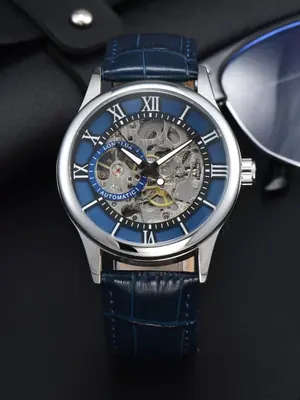 Image de Montre Homme Automatique Élégante en Cuir