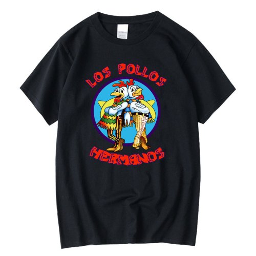 Zdjęcie Męska koszulka z krótkim rękawem z nadrukiem 'Breaking Bad' – Los Pollos Hermanos, 100% bawełna, wygodna i stylowa bluza na co dzień