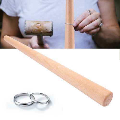 Imagen de Mandril Cónico de Madera para Fabricación de Anillos: Herramienta Completa para Joyería con Medición Precisa y Tamaños Múltiples