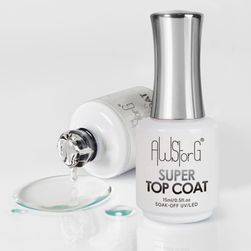 Imagen de Barniz Semipermanente Top Coat Transparente con Efecto Brillante, 15 ml - Gel UV No Wipe para Uñas, Fácil Aplicación y Duradero