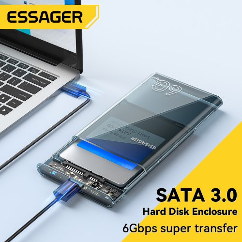 Image of 2.5 Inch SATA to USB 3.0 External Hard Drive Enclosure for SSD and HDD – Portable Mobile Storage Case with High-Speed Data Transfer