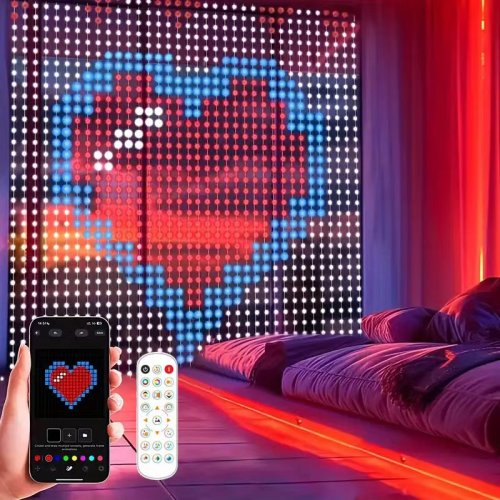 Image of LED Curtain Light String RGBIC String Lights 400LEDS APP Remote Control Music Sync Curtain Light for Room Curtain Decorations