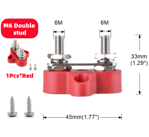 Immagine di M6 M8 M10 Morsettiera Borchie Bus Bar 5/16" 1/4" Busbar Positivo Negativo Perno di distribuzione dell'alimentazione per camion RV Barca