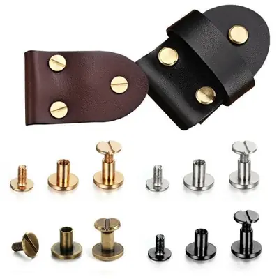 Image de Rivets Artisanaux en Laiton doré & Argent - 20 Pièces pour Cuirs et Bagages