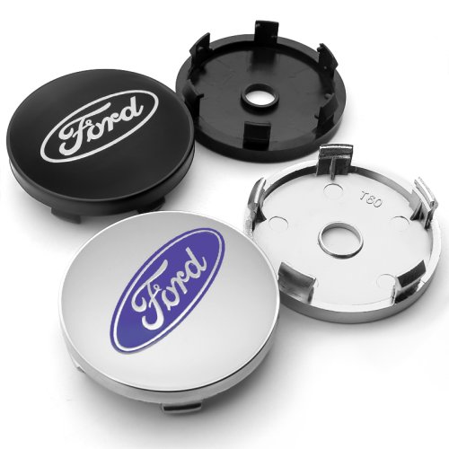 Immagine di Tappi Mozzo per Cerchi Auto 4 Pz 56-60 mm, Coprimozzi Antipolvere per Ford Focus 2, 3, 4, MK2, MK3, MK5, Fiesta MK7, Mondeo e Fusion