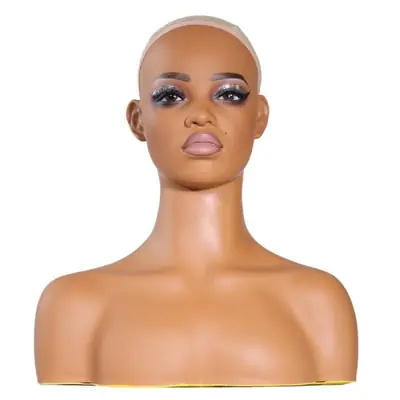 Image de Tête de Mannequin Réaliste avec Épaules - Support Perruque Africaine