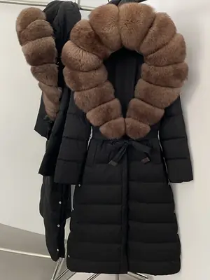Image de Doudoune Hiver Femme Col Fourrure Renard - Parka Longue Épaisse