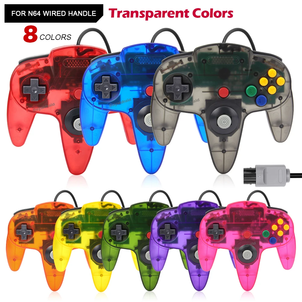 Imagen de Mando con cable de 8 colores para consola N64, Control Joypad para mando clásico N64, consola de juegos Retro, accesorios para mando