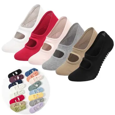 Image de Chaussettes de Yoga en Coton Antidérapantes pour Femmes