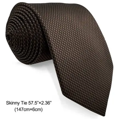 Image de Cravate Pied de Poule Marron - Ensemble de Mariage Classique
