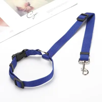 Image de Ceinture de sécurité pour chien en nylon - Harnais réglable et laisse 2 en 1
