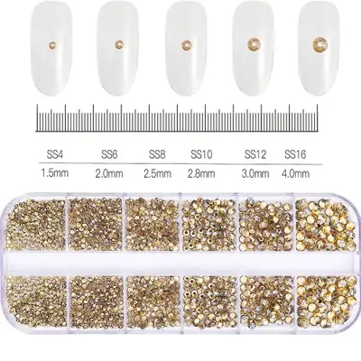 Image de Strass Ongles Or Champagne - 1000 Pièces pour Manucure Élégante