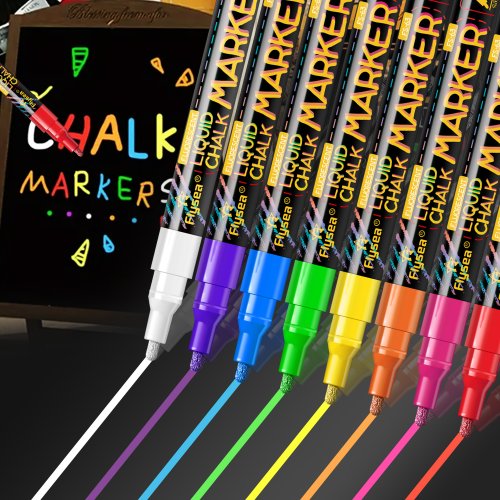 Imagen de Tiza Líquida Borrable con Resaltador LED y Marcador Fluorescente para Pizarras, Ventanas de Vidrio y Publicidad