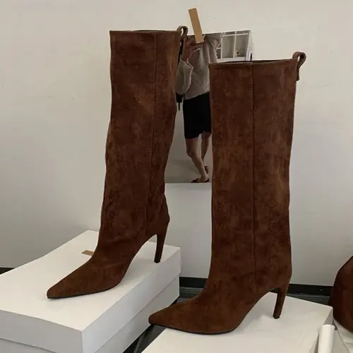 Image de Bottes Hautes Femme - Sexy Bout Pointu, Bas Talon