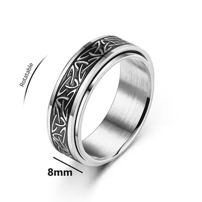 Image de Anneau Rotatif Viking Celtique - Anti-Stress en Acier Inoxydable