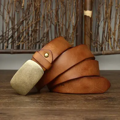Image de Ceinture en Cuir Véritable Homme - Style Vintage Luxe