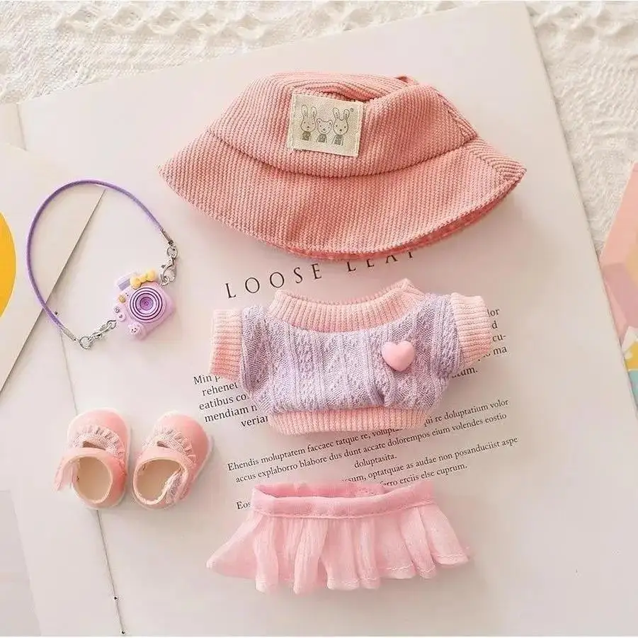 Image de Vêtements Miniatures pour Poupées Labubu - Sweat & Jupe Rose