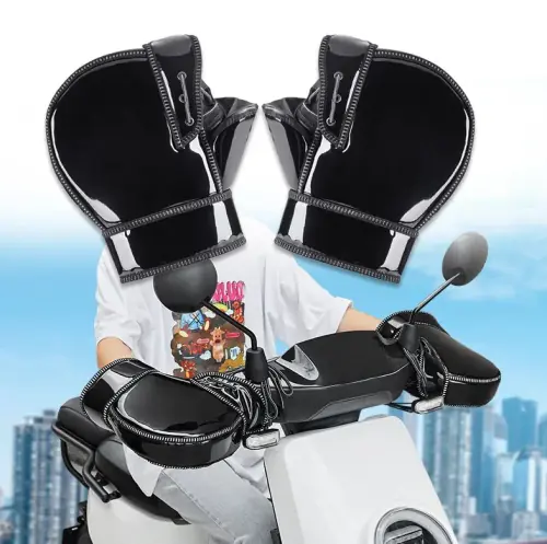 Image de Manchons de Guidon Hiver Imperméables - Gants Thermiques pour Moto & Vélo Électrique