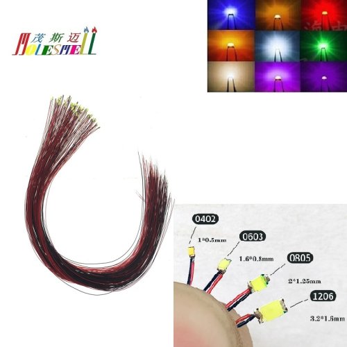 Imagen de LED SMD Mini Bombilla Roja y Negra - 10 Unidades Precableadas