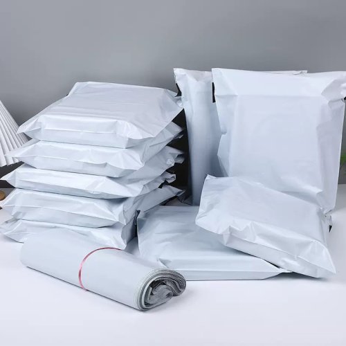 Immagine di Sacchetti per Buste di Spedizione in Plastica Grigio e Bianco con Sigillo Autoadesivo – Borse per Corriere e Posta Express