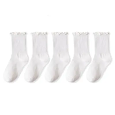 Lot de 5 Paires de Chaussettes Femmes à Volants - Coton Respirant