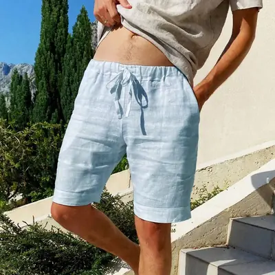 Image de Short Homme Coton Lin Respirant - Style Hawaïen Été