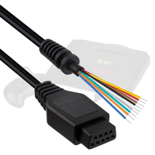 Imagen de Cable de Control Extensible para Sega Genesis 2 / Mega Drive 2 - Conector de 9 Pines para Controladores y Consolas Clásicas