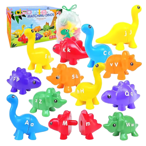 Imagen de Juguete Educativo Montessori con Dinosaurios: Juego Sensorial para Desarrollo de Habilidades Motoras Finas, Clasificación de Colores, Números y Alfabeto para Niños Pequeños