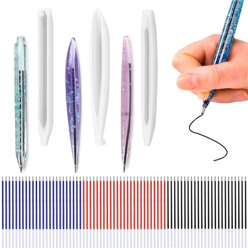 Image of Natural Resin Craft Kit: Transparent Silicone Mould Set for Dried Flower Ballpoint Pens and Jewelry Making