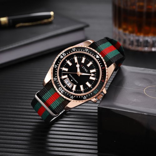 Imagen de Reloj de Cuarzo con Calendario y Correa de Nailon, Diseño Elegante y Moderno para Hombres y Mujeres de Negocios