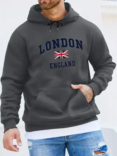 Image de Hoodie Homme Imprimé Londres & Angleterre - Style Décontracté