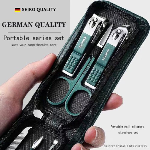 Image of Premium 6-Piece Nail Care Kit for Men and Women – Professional Grade Stainless Steel Nail Clippers, Cuticle Trimmer, and Portable Manicure Tools Set