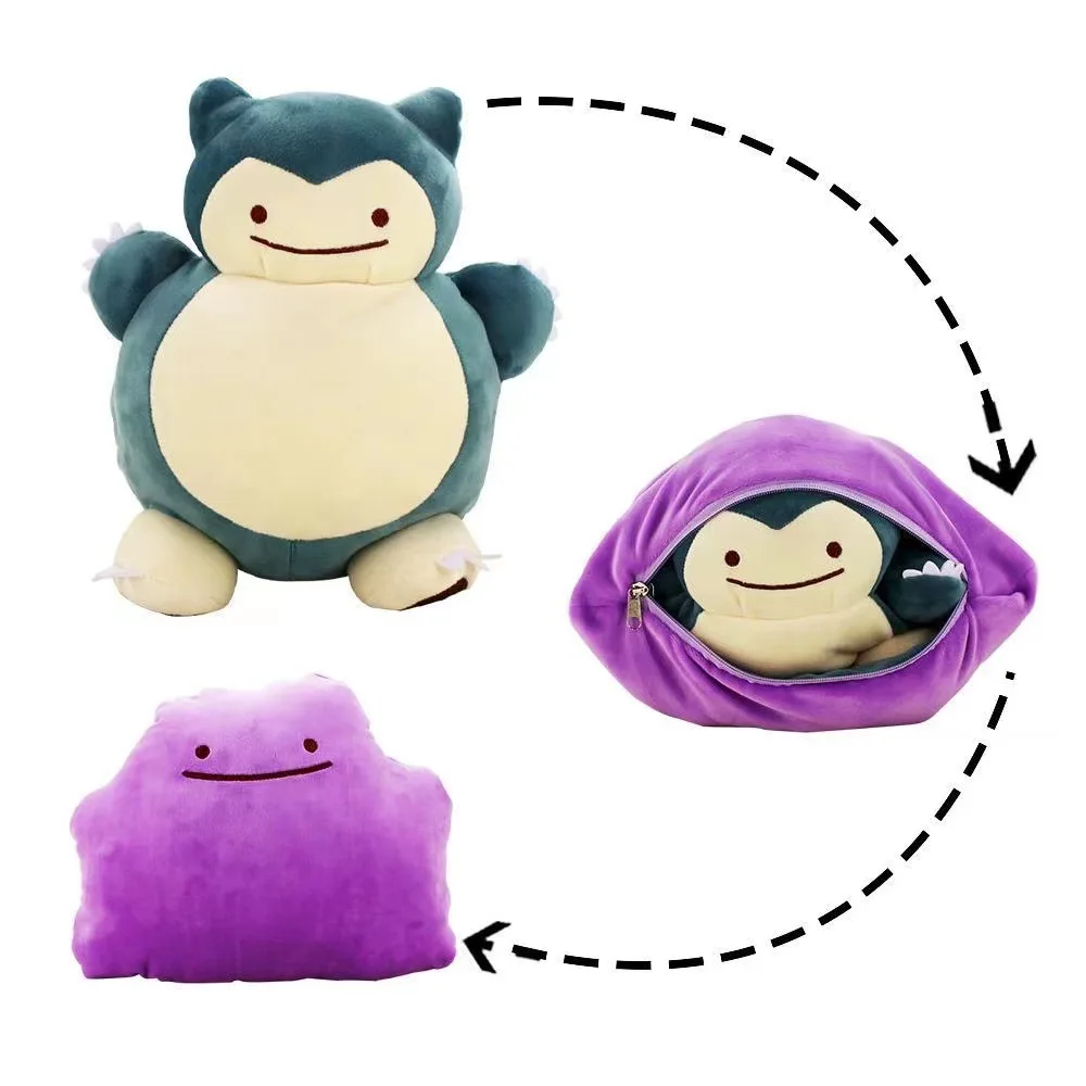 Immagine di Cuscino Pokémon Reversibile Ditto e Snorlax - Peluche 20 cm