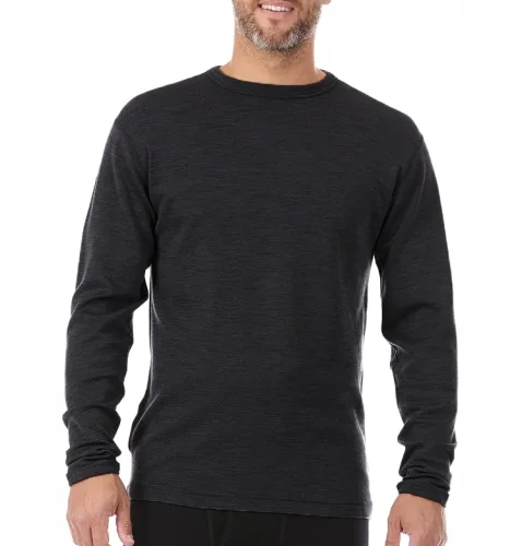 Image of Men's 100% Merino Wool Long Sleeve Crew Shirt Thermal Underwear Base Layer Men Merino Wool Shirts Wicking Breathable Anti-Odor