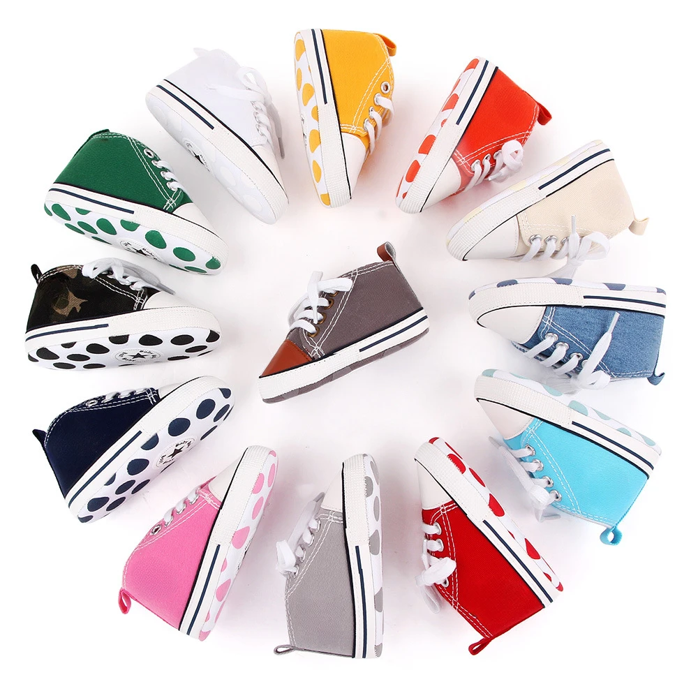 Image of Soft & Stylish Print Star Sports Baby Canvas Sneakers for Newborns, Boys & Girls – First Walker Shoes with Anti-Slip Soles for Infants and Toddlers