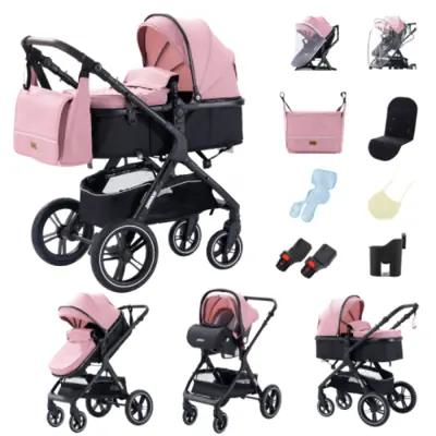 Image de Poussette 3-en-1 bébé - Multi-fonctionnelle, pliable, inclinable