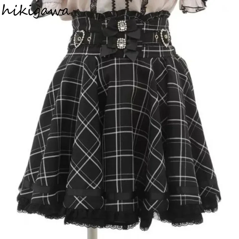 Imagen de Falda Japonesa Estilo Y2K con Encaje y Arco