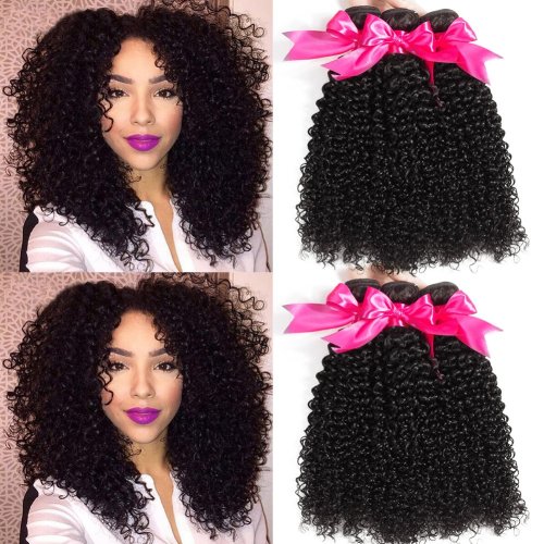 Immagine di 12A Fasci ricci crespi Capelli umani Jerry Curl Fasci di capelli Tessuto di capelli Remy Capelli vergini brasiliani 3 pacchi Estensione