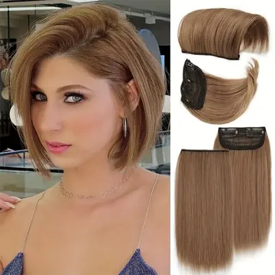 Image de Extensions de Cheveux Synthétiques à Clip - Naturel et Sans Couture