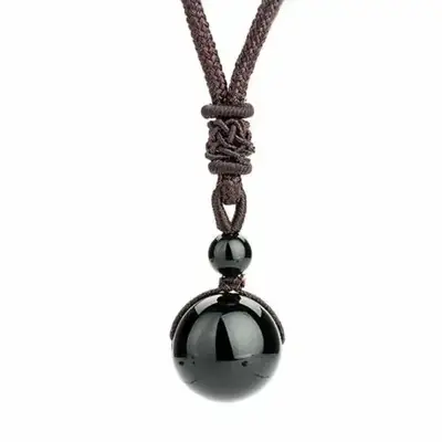 Image de Collier Obsidienne & Œil de Tigre - Amulette de Chance