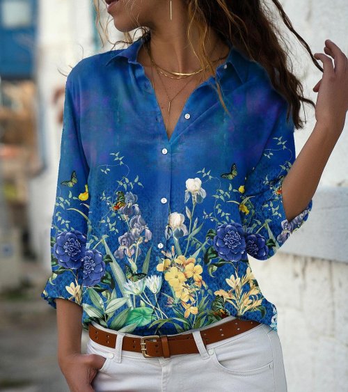 Immagine di Camicie da donna eleganti Camicie a maniche lunghe alla moda Top larghi da donna