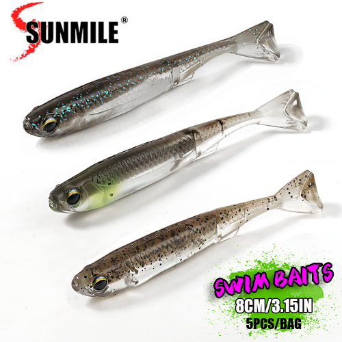 Zdjęcie Sunmile 5 szt. 3,1g Shad 3 – miękka przynęta flash fish softbait z PVC, pływająca przynęta na okonia i inne ryby wodne