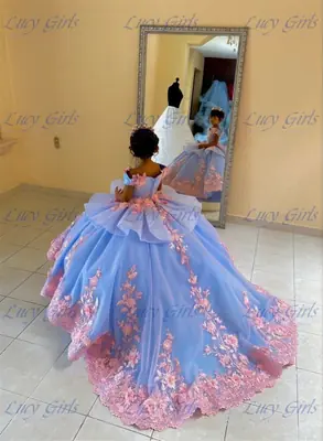 Image de Robe de Princesse Luxueuse à Fleurs Double Couleur