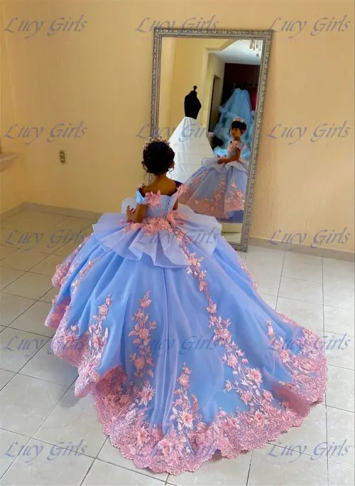 Image de Robe de Princesse Luxueuse à Fleurs Double Couleur