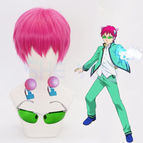 Bild von Anime Das katastrophale Leben von Saiki K. Cosplay Requisiten Saiki Kusuo Perücke Haarnadeln Brille Grüne Linse Sonnenbrille Kostüm Zubehör